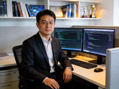 数据算法总监李明泽先生在办公区的商务工作肖像